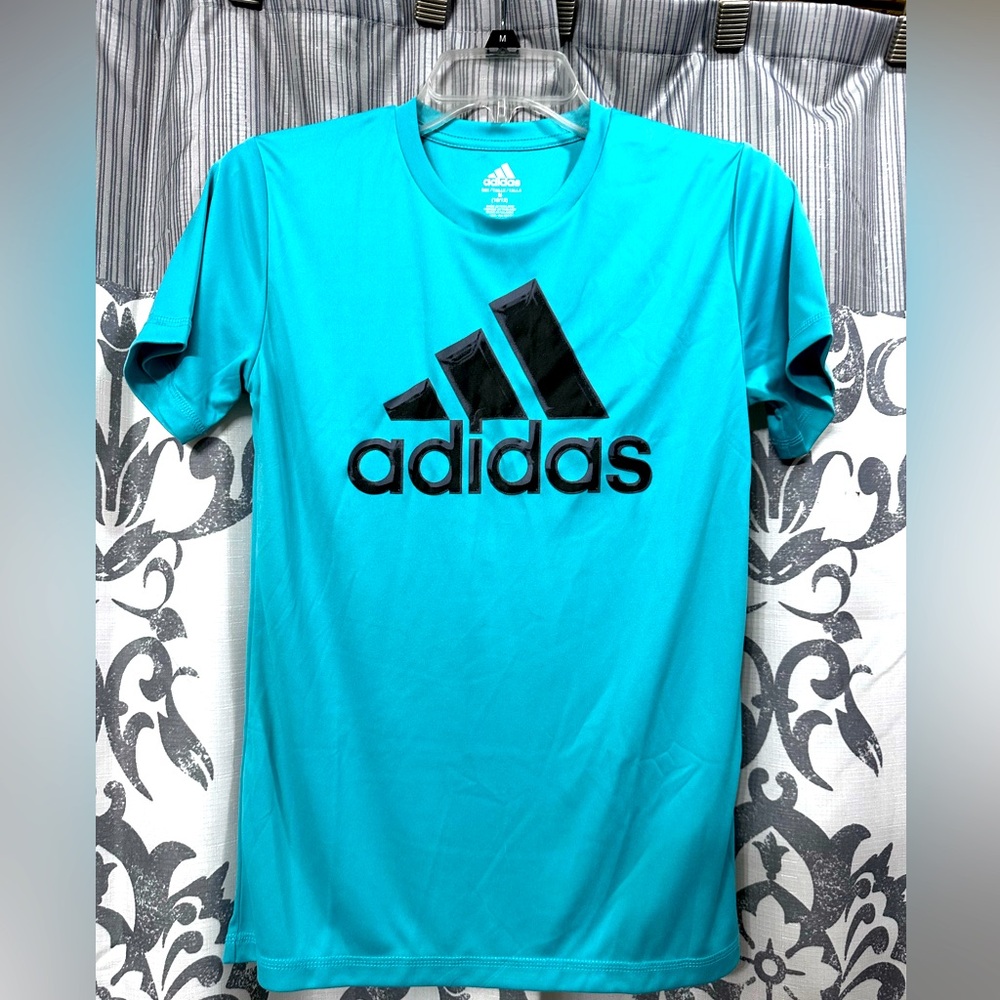 EUC Adidas Dri-Fit Blue Short Sleeve Tee with Black Logo Size M